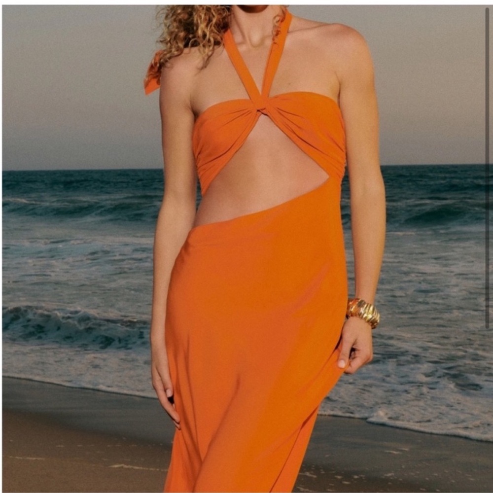 Reformation Vivi Silk Dress in Citrus